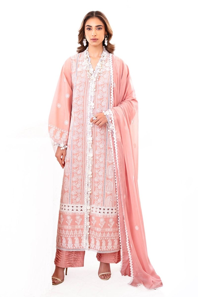 Gul Ahmed 3 Piece Unstitched Embroidered Lawn Suit with Embroidered Chiffon Dupatta FE-52133