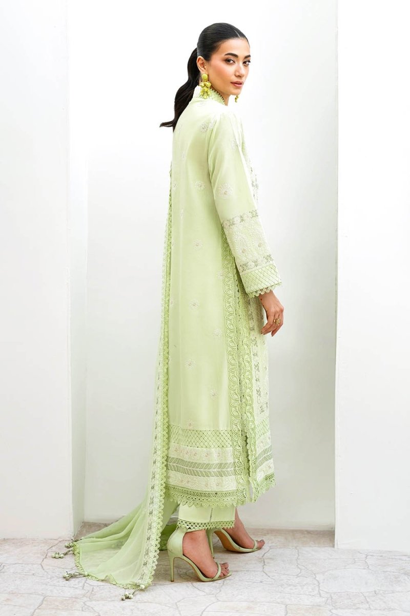 Gul Ahmed 3 Piece Unstitched Embroidered Lawn Suit with Embroidered Chiffon Dupatta FE-52137