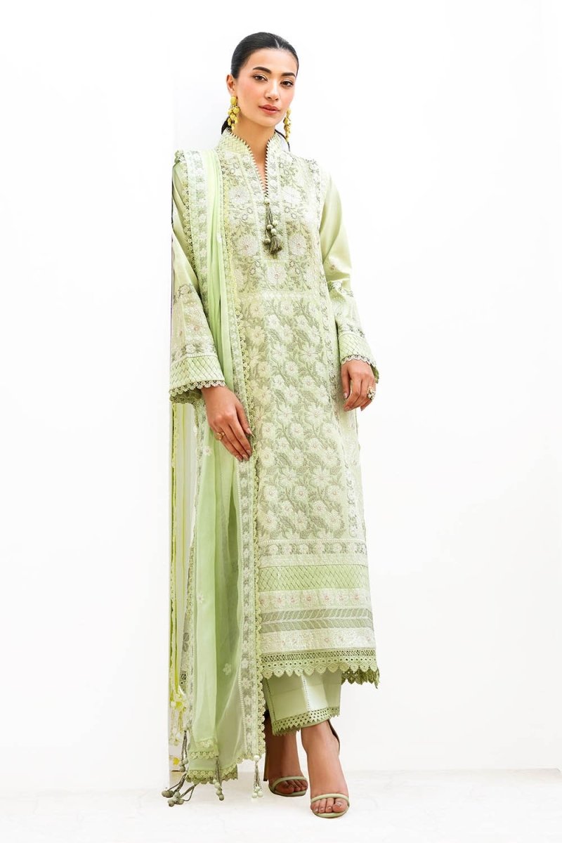 Gul Ahmed 3 Piece Unstitched Embroidered Lawn Suit with Embroidered Chiffon Dupatta FE-52137