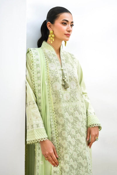 Gul Ahmed 3 Piece Unstitched Embroidered Lawn Suit with Embroidered Chiffon Dupatta FE-52137