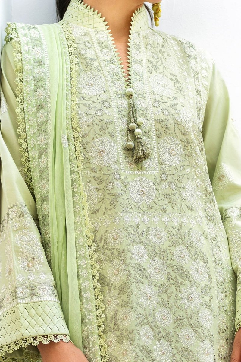 Gul Ahmed 3 Piece Unstitched Embroidered Lawn Suit with Embroidered Chiffon Dupatta FE-52137