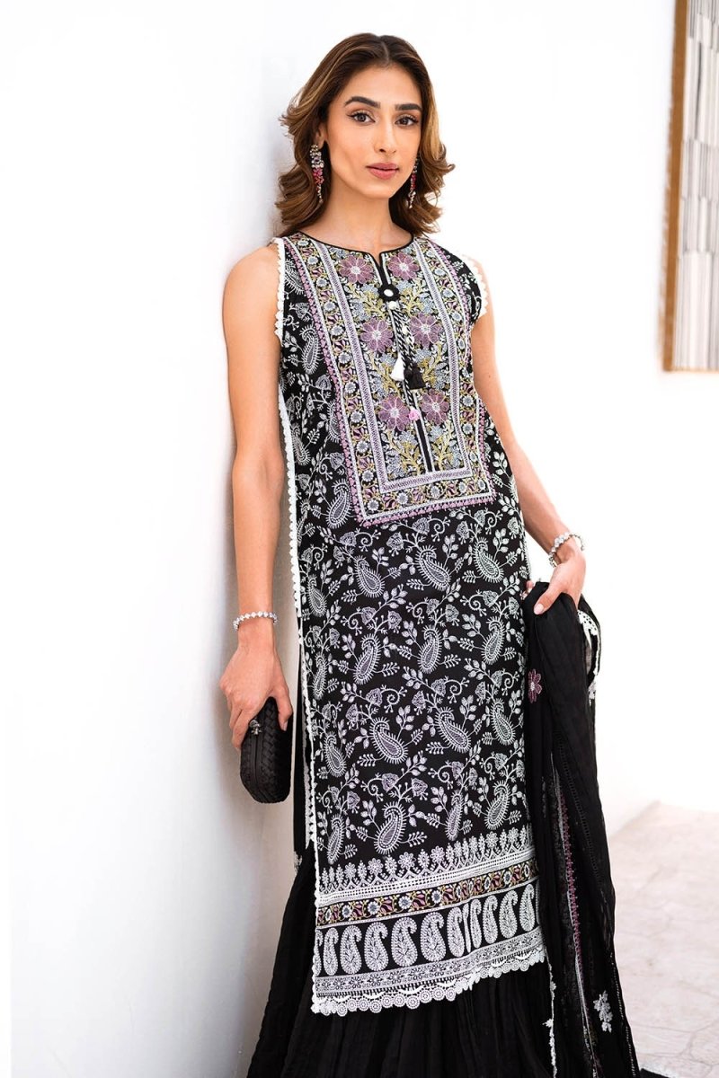 Gul Ahmed 3 Piece Unstitched Embroidered Lawn Suit with Embroidered Chiffon Dupatta FE-52138