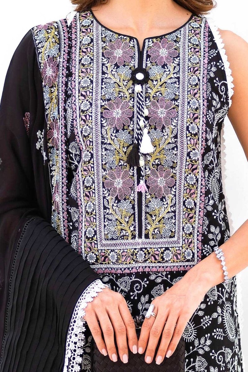 Gul Ahmed 3 Piece Unstitched Embroidered Lawn Suit with Embroidered Chiffon Dupatta FE-52138