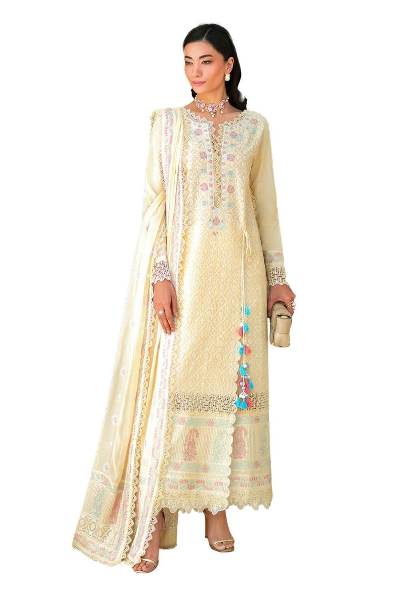 Gul Ahmed 3 Piece Unstitched Embroidered Lawn Suit with Embroidered Chiffon Dupatta FE-52140