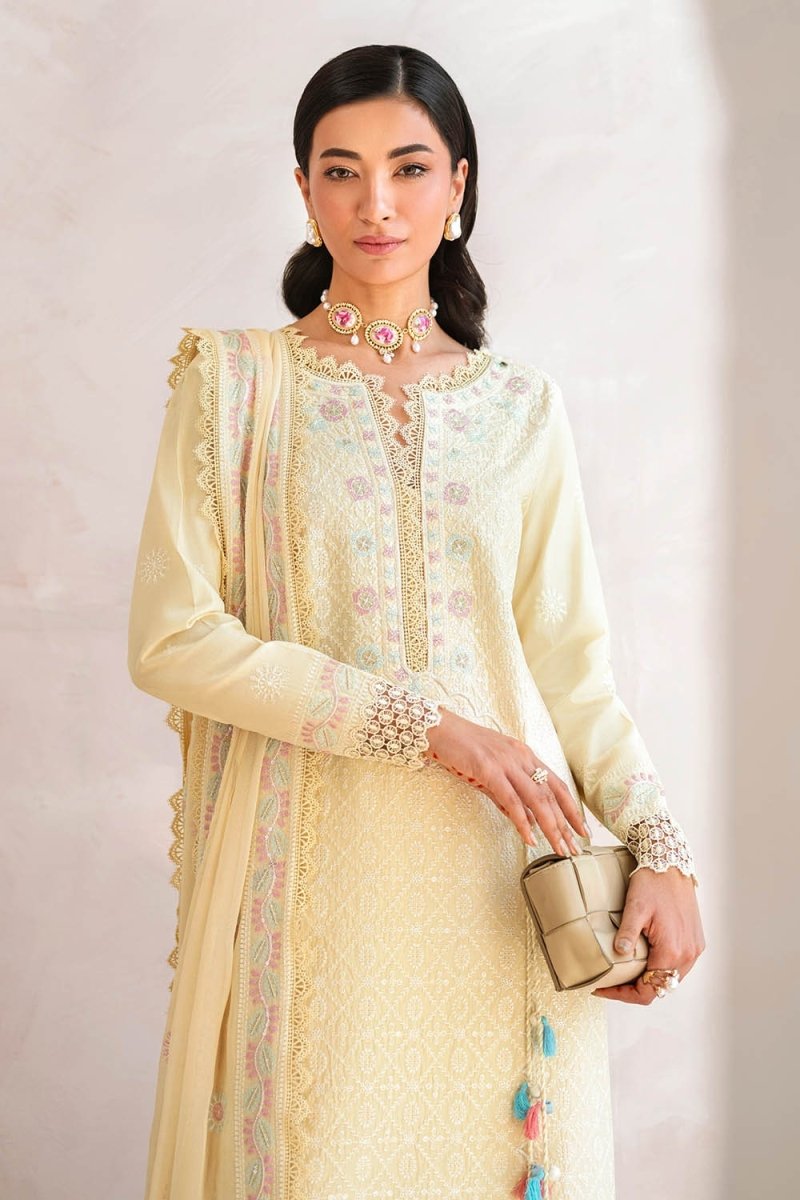 Gul Ahmed 3 Piece Unstitched Embroidered Lawn Suit with Embroidered Chiffon Dupatta FE-52140
