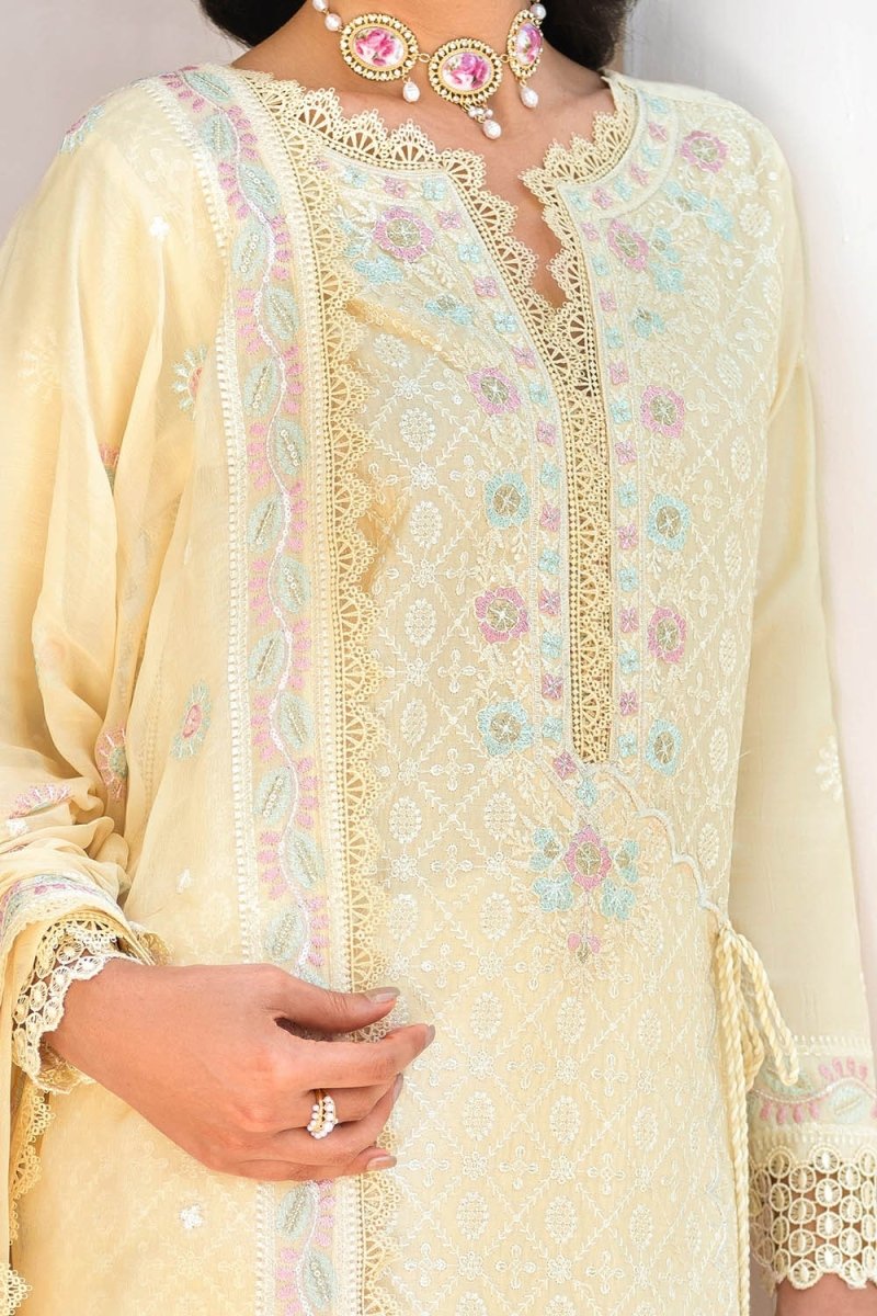 Gul Ahmed 3 Piece Unstitched Embroidered Lawn Suit with Embroidered Chiffon Dupatta FE-52140