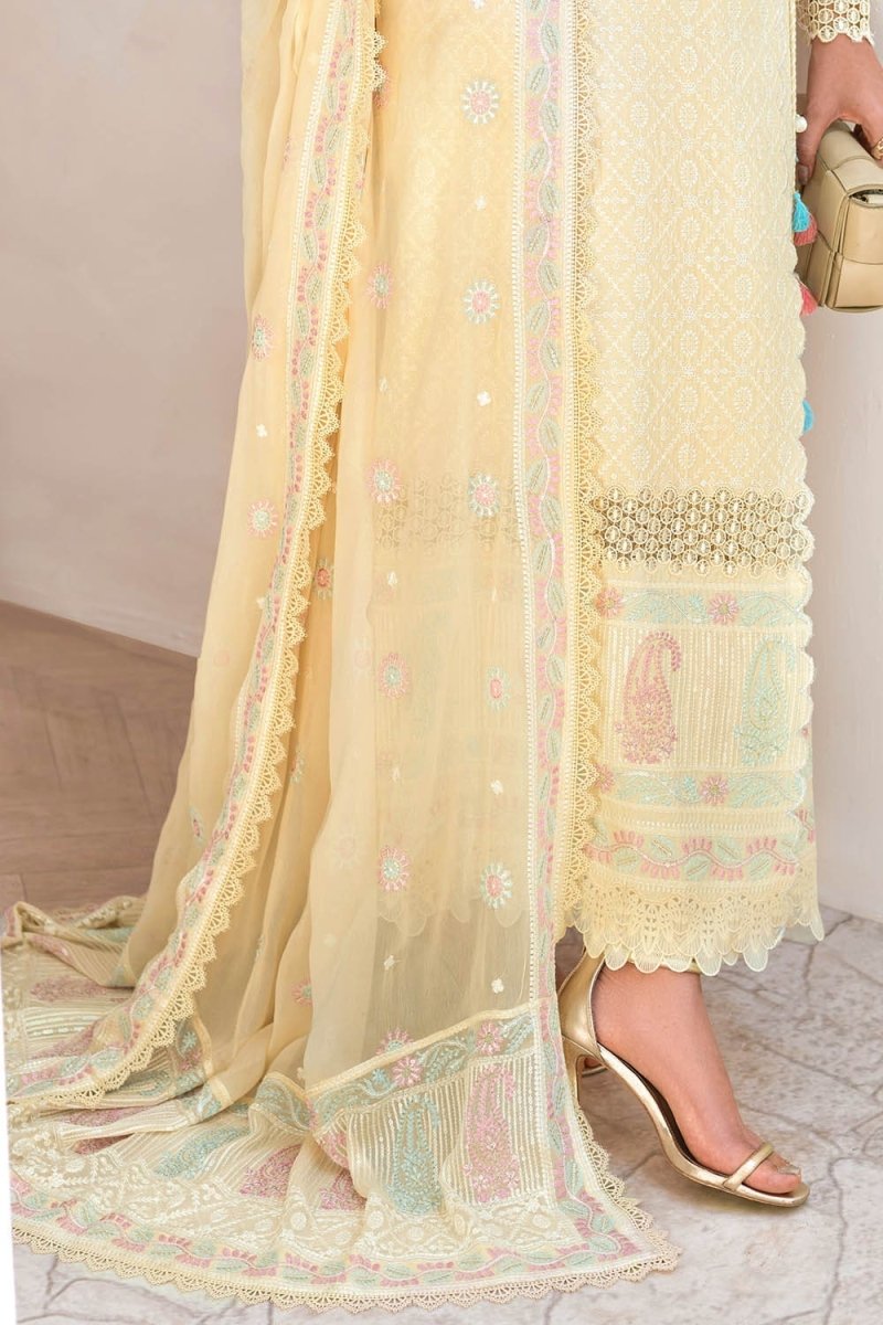 Gul Ahmed 3 Piece Unstitched Embroidered Lawn Suit with Embroidered Chiffon Dupatta FE-52140