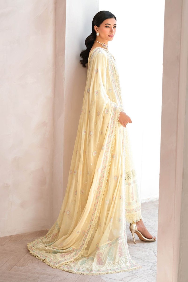 Gul Ahmed 3 Piece Unstitched Embroidered Lawn Suit with Embroidered Chiffon Dupatta FE-52140