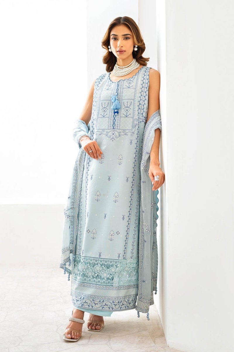 Gul Ahmed 3 Piece Unstitched Embroidered Lawn Suit with Embroidered Chiffon Dupatta FE-52141