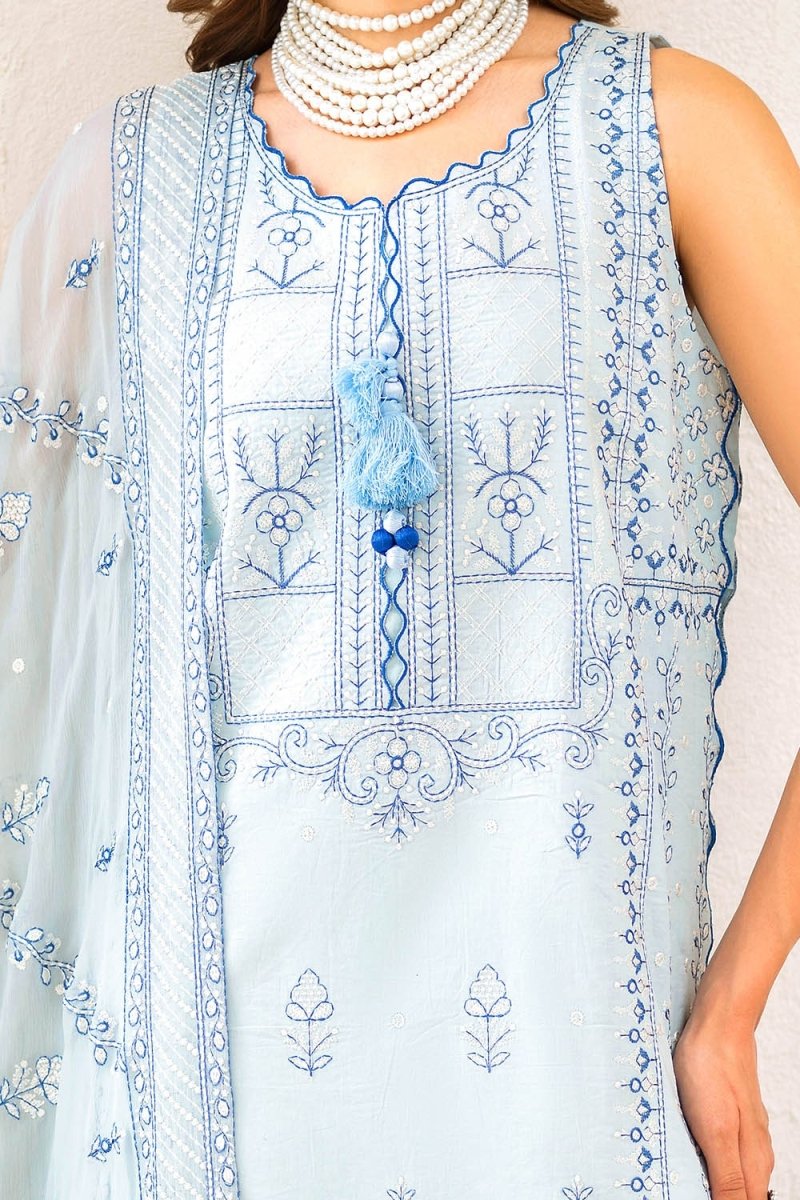 Gul Ahmed 3 Piece Unstitched Embroidered Lawn Suit with Embroidered Chiffon Dupatta FE-52141