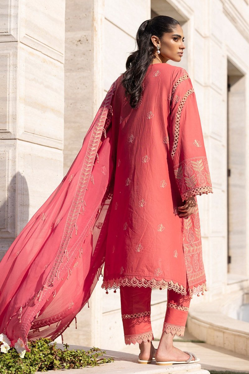 Gul Ahmed 3 Piece Unstitched Embroidered Lawn Suit with Embroidered Chiffon Dupatta FE-52148