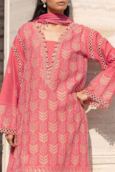 Gul Ahmed 3 Piece Unstitched Embroidered Lawn Suit with Embroidered Chiffon Dupatta FE-52148