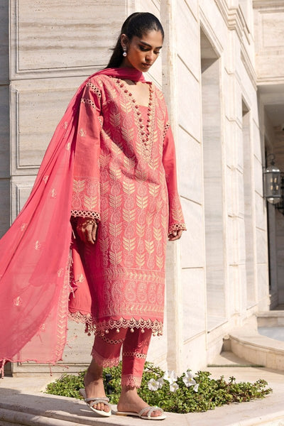 Gul Ahmed 3 Piece Unstitched Embroidered Lawn Suit with Embroidered Chiffon Dupatta FE-52148