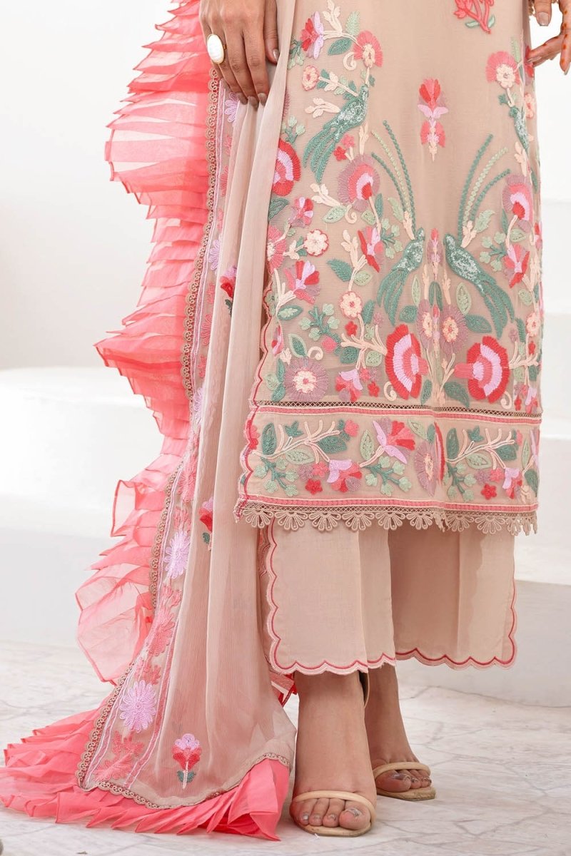 Gul Ahmed 3 Piece Unstitched Embroidered Chiffon Suit with Embroidered Chiffon Dupatta FE-52169