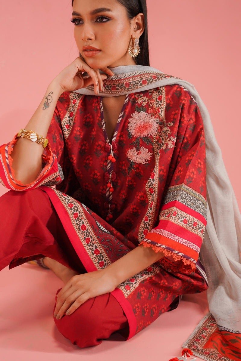 SANA SAFINAZ 2 Piece Unstitched Digital Printed Lawn Suit - H231-017A-BG