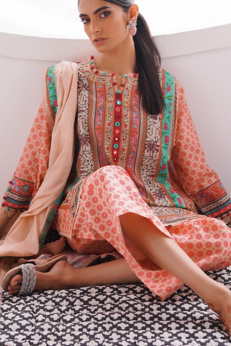 SANA SAFINAZ 3 Piece Unstitched Digital Printed Lawn Suit - H231-018A-AG