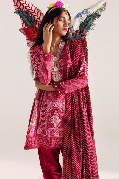 SANA SAFINAZ 2 Piece Stitched F/B Printed Shirt with Rotary Printed Dupatta On Khaddar - H232-001B-BQ