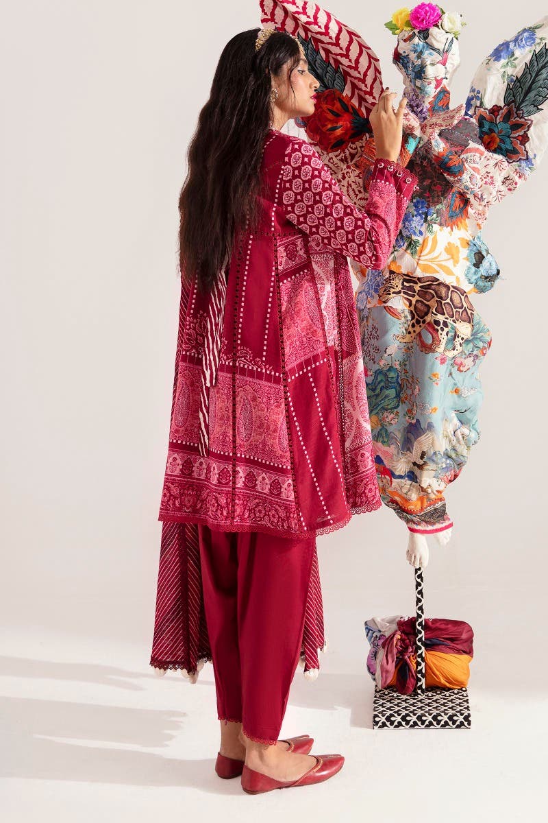 SANA SAFINAZ 2 Piece Stitched F/B Printed Shirt with Rotary Printed Dupatta On Khaddar - H232-001B-BQ