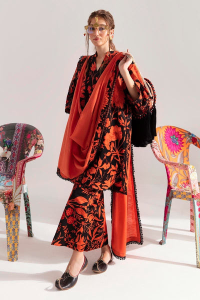 SANA SAFINAZ 3 Piece Unstitched F/B Printed Shirt with Rotary Printed Dupatta On Cambric - H232-009B-AQ