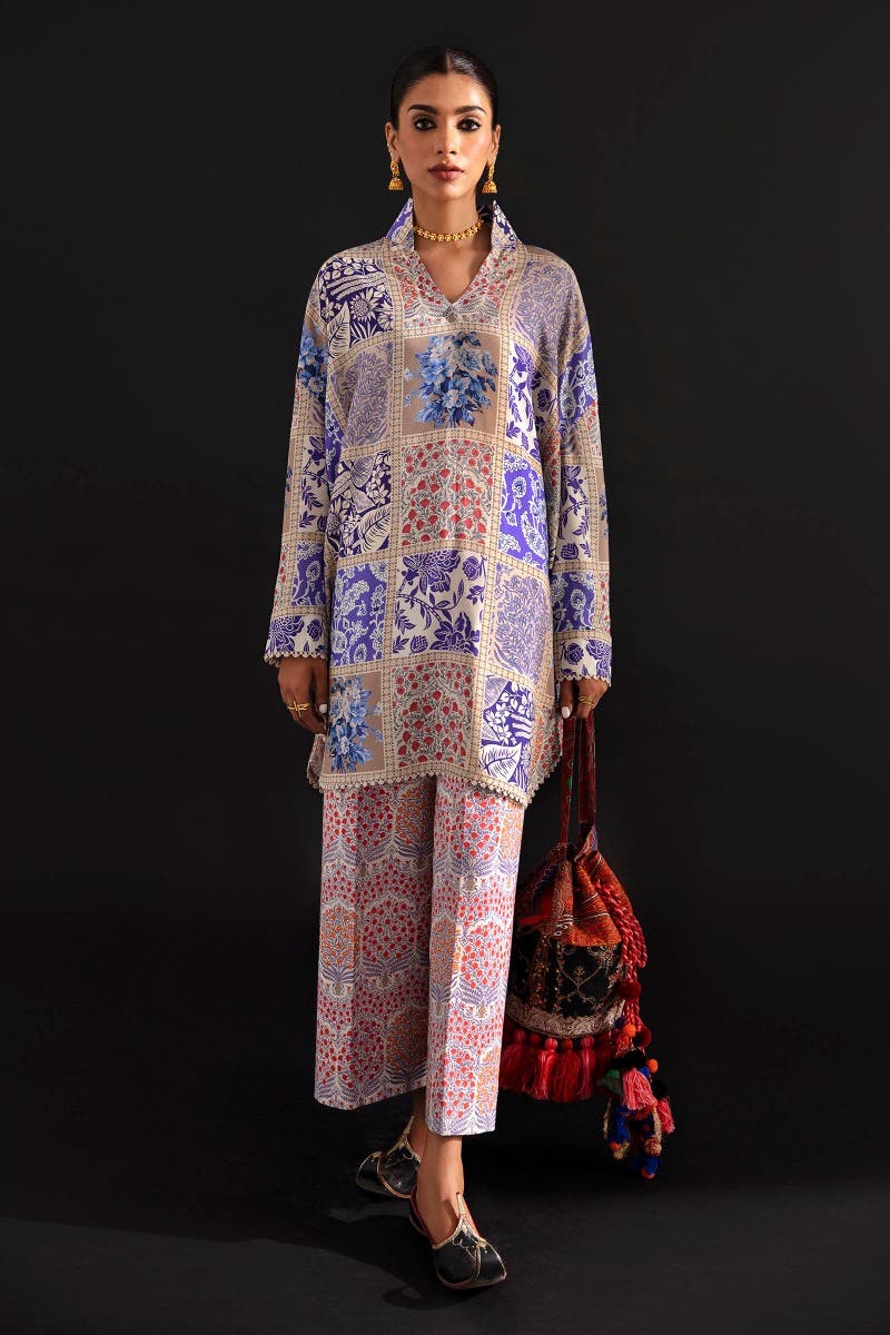 SANA SAFINAZ 2 Piece Stitched Digital Printed Shirt On Linen with Digital Printed Pant On Cambric - H232-025B-C