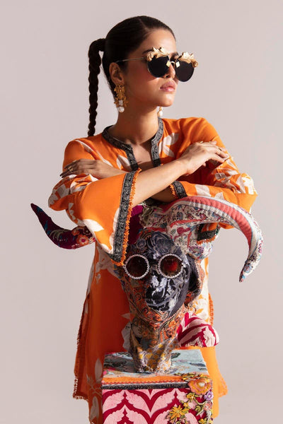 SANA SAFINAZ 2 Piece Unstitched Digital Printed Shirt On Linen with Digital Printed Pant On Cambric - H232-026B-C