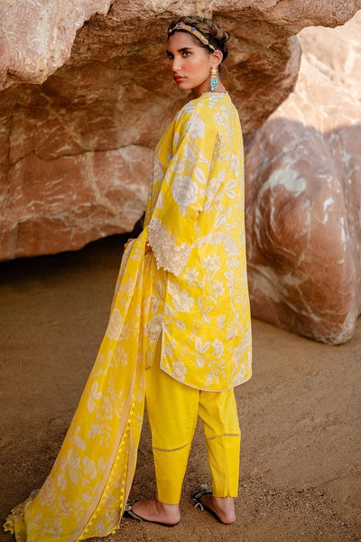 SANA SAFINAZ 3 Piece Unstitched Flat Bed Printed Lawn Shirt with Rotary Printed Chiffon Dupatta - H241-001A-3CI