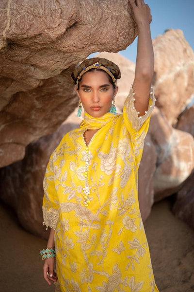 SANA SAFINAZ 3 Piece Unstitched Flat Bed Printed Lawn Shirt with Rotary Printed Chiffon Dupatta - H241-001A-3CI