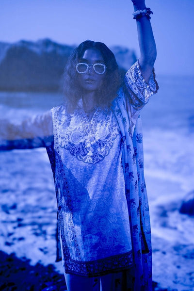 SANA SAFINAZ 2 Piece Unstitched Digital Lawn Shirt with Rotary Printed Chiffon Dupatta - H241-003A-2BI