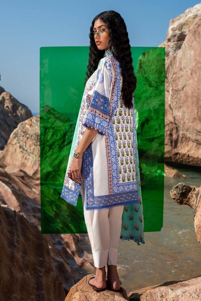 SANA SAFINAZ 2 Piece Unstitched Digital Lawn Shirt with Rotary Printed Chiffon Dupatta - H241-003B-2BI