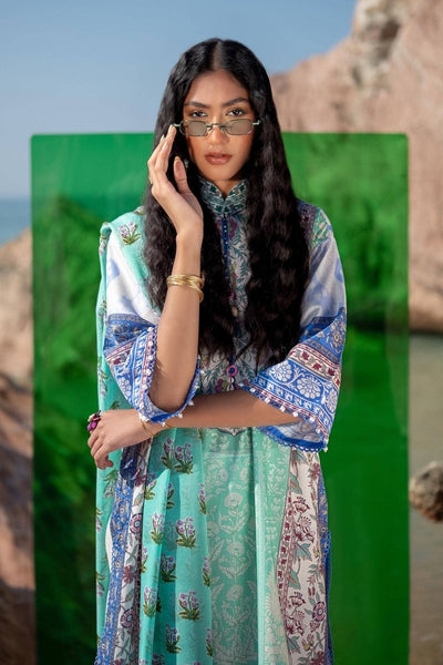 SANA SAFINAZ 2 Piece Unstitched Digital Lawn Shirt with Rotary Printed Chiffon Dupatta - H241-003B-2BI