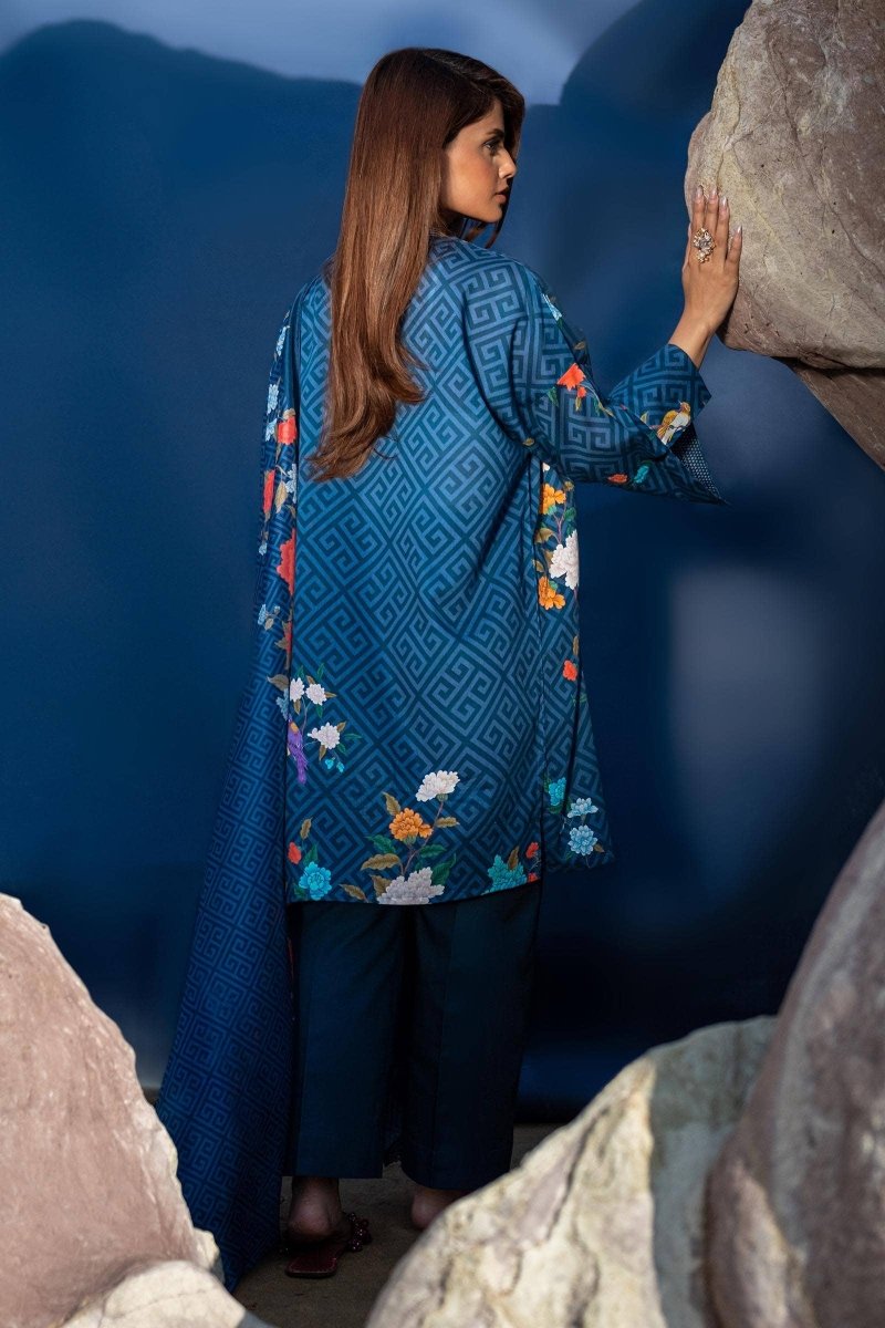 SANA SAFINAZ 2 Piece Unstitched Digital On Lawn Shirt with Rotary Printed Dupatta On Silk - H241-013B-2BK