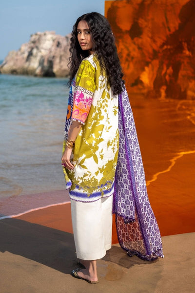 SANA SAFINAZ 2 Piece Unstitched Digital On Lawn Shirt with Chiffon Rotary Printed Dupatta - H241-015B-2I