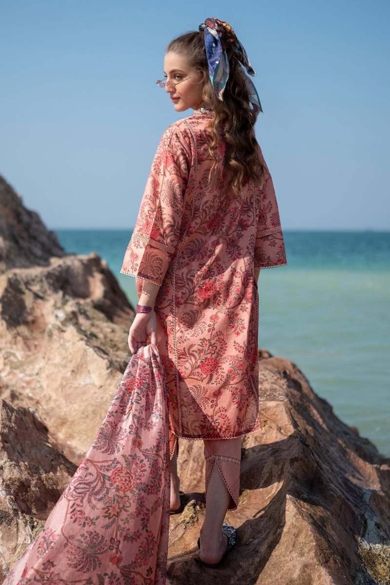 SANA SAFINAZ 3 Piece Unstitched Digital On Lawn Shirt with Silk Rotary Printed Dupatta - H241-016B-3CK