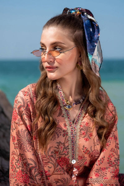 SANA SAFINAZ 3 Piece Unstitched Digital On Lawn Shirt with Silk Rotary Printed Dupatta - H241-016B-3CK