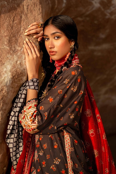 SANA SAFINAZ 2 Piece Unstitched Digital On Lawn Shirt with Silk Rotary Printed Dupatta - H241-017A-2BK