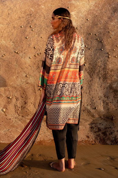 SANA SAFINAZ 2 Piece Unstitched Digital On Lawn Shirt with Rotary Printed Dupatta On Chiffon - H241-024A-2I