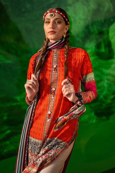SANA SAFINAZ 2 Piece Unstitched Digital On Lawn Shirt with Rotary Printed Dupatta On Chiffon - H241-024B-2I