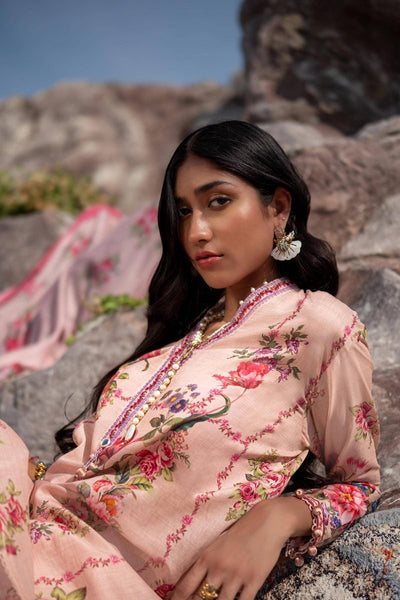 SANA SAFINAZ 3 Piece Unstitched Digital On Lawn Shirt with Digital Printed Dupatta On Tennis Net - H241-026A-3CS