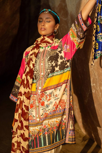 SANA SAFINAZ 2 Piece Unstitched Digital On Lawn Shirt with Rotary Printed Dupatta On Chiffon - H241-027A-2I
