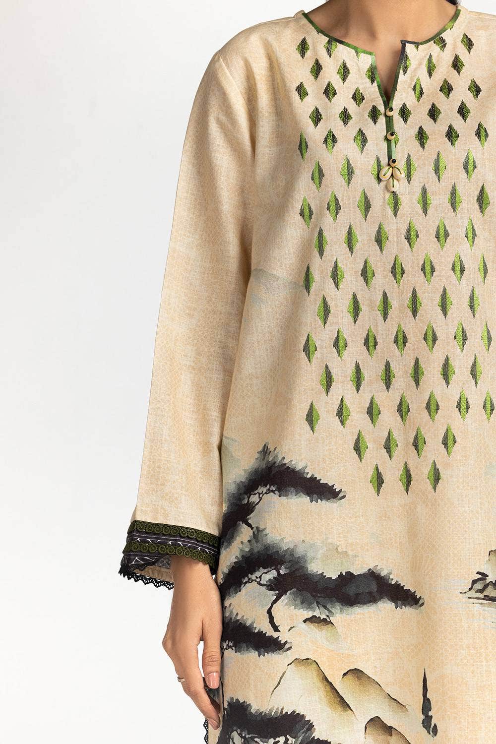 Gul Ahmed Ready to Wear 3PC Khaddar Printed With Embroidered Suit IUSTKSD-317