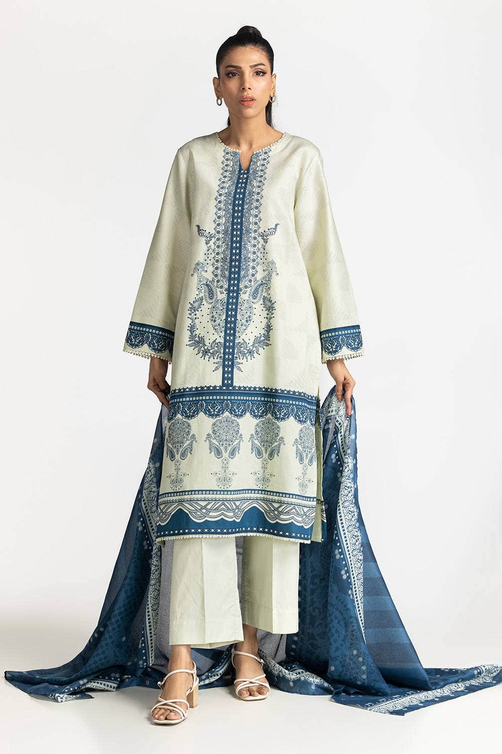 Gul Ahmed Ready to Wear 3 Piece Corduroy Printed Suit IUSTKSD-362