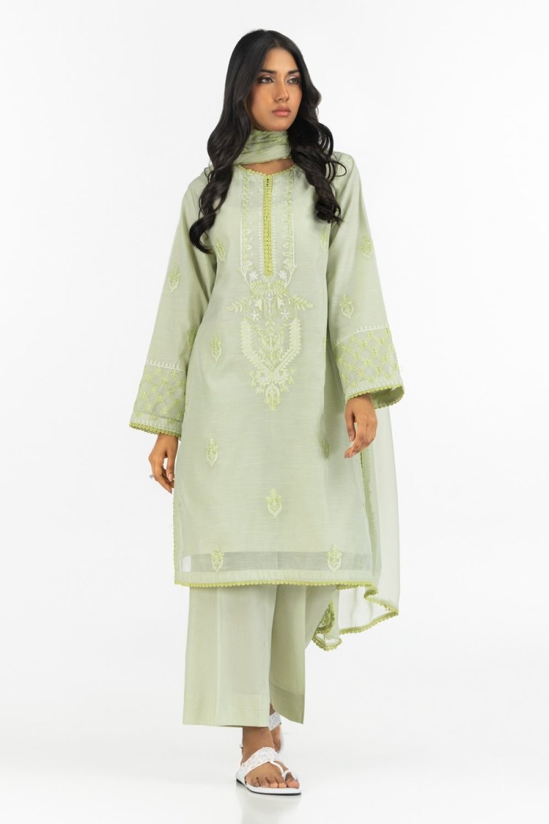 Gul Ahmed Ready to Wear 3PC Paper Cotton Embroidered Suit IUSTKSD-560