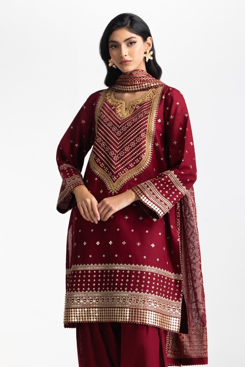 Gul Ahmed Ready to Wear 3PC Lawn Embroidered Suit IUSTKSD-608