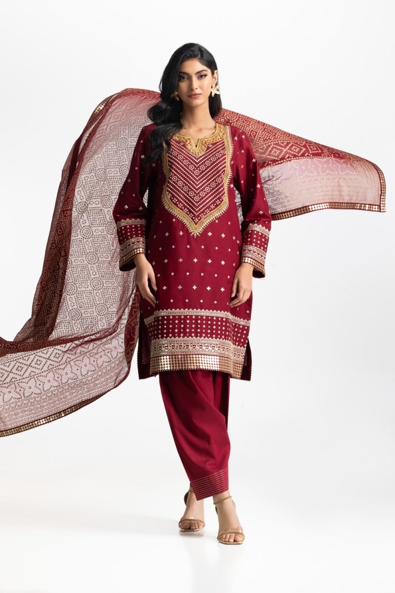 Gul Ahmed Ready to Wear 3PC Lawn Embroidered Suit IUSTKSD-608