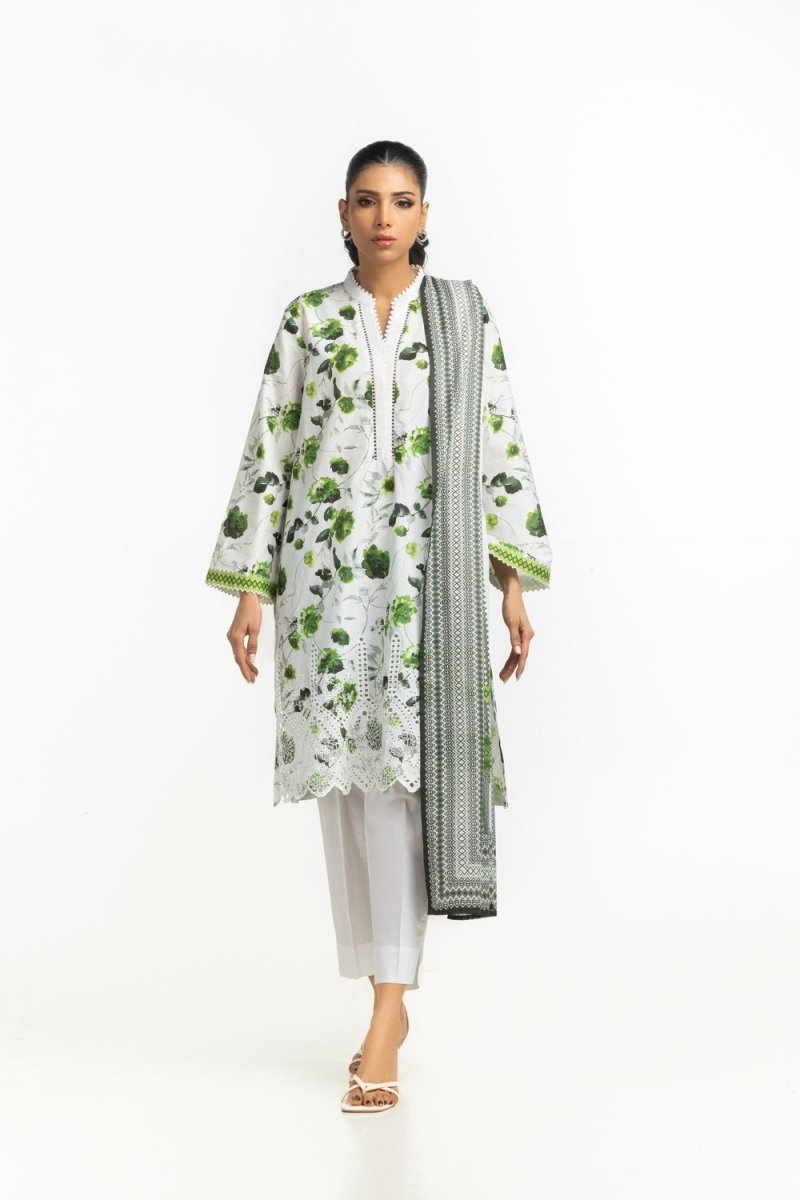 Gul Ahmed Ready to Wear 3PC Lawn Printed Suit With Schiffli Embroidered IUSTKSD-614