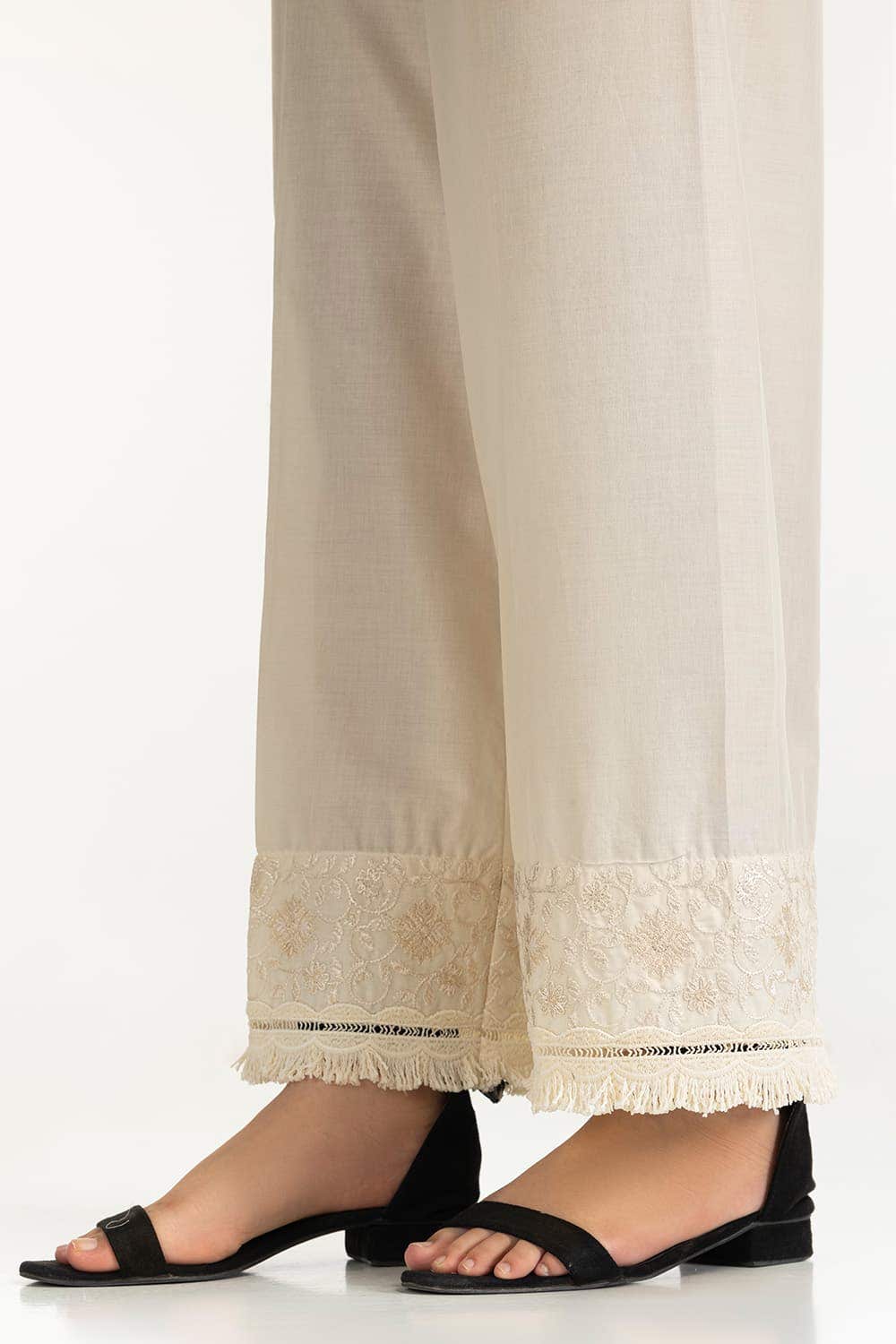 Gul Ahmed Stitched Beige Lawn Embroidered Trouser IUSTTR-42008