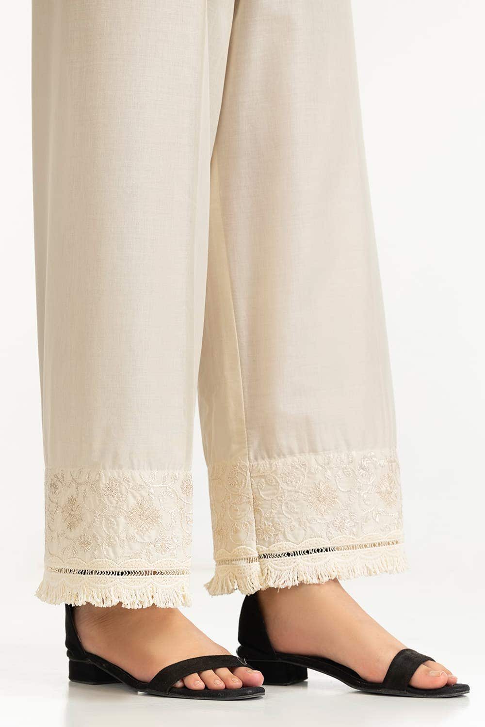 Gul Ahmed Stitched Beige Lawn Embroidered Trouser IUSTTR-42008