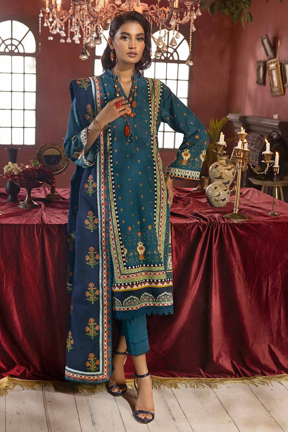 Gul Ahmed 3PC Embroidered Khaddar Unstitched Suit K-32019