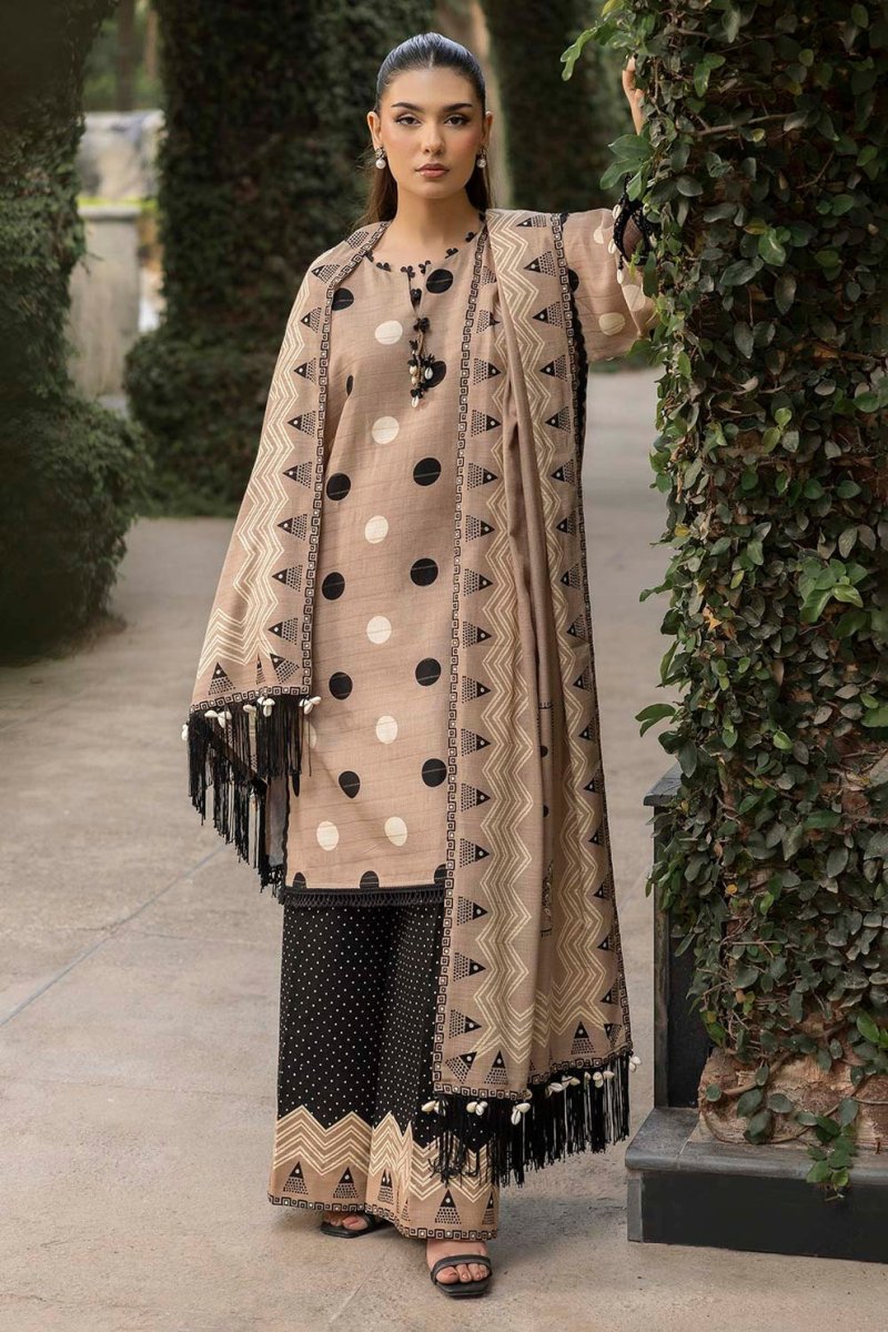 Gul Ahmed 3 Piece Unstitched Printed Mehsuri Stripe Khaddar Suit K-52058