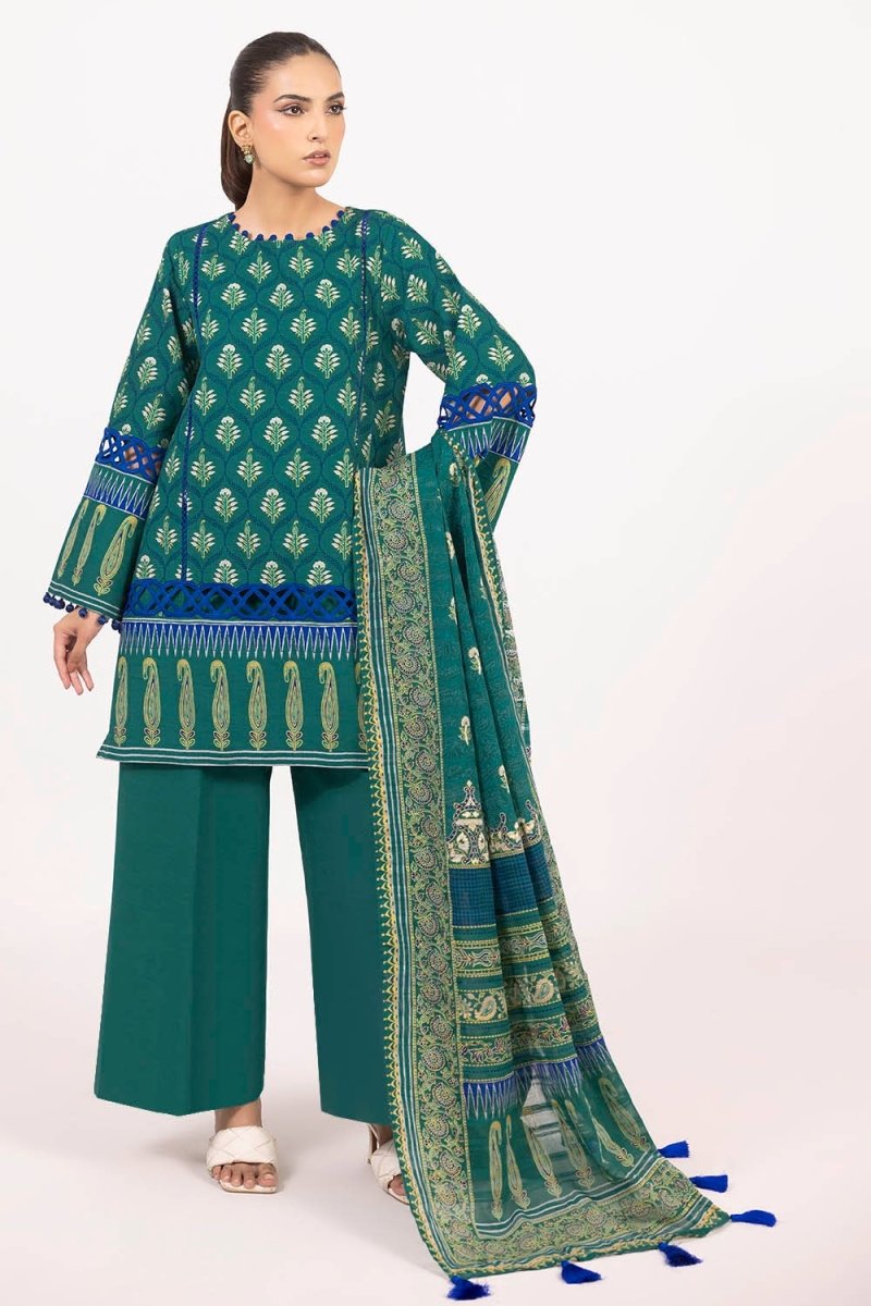 Gul Ahmed 3 Piece Unstitched Printed Stripe Khaddar Suit K-52080